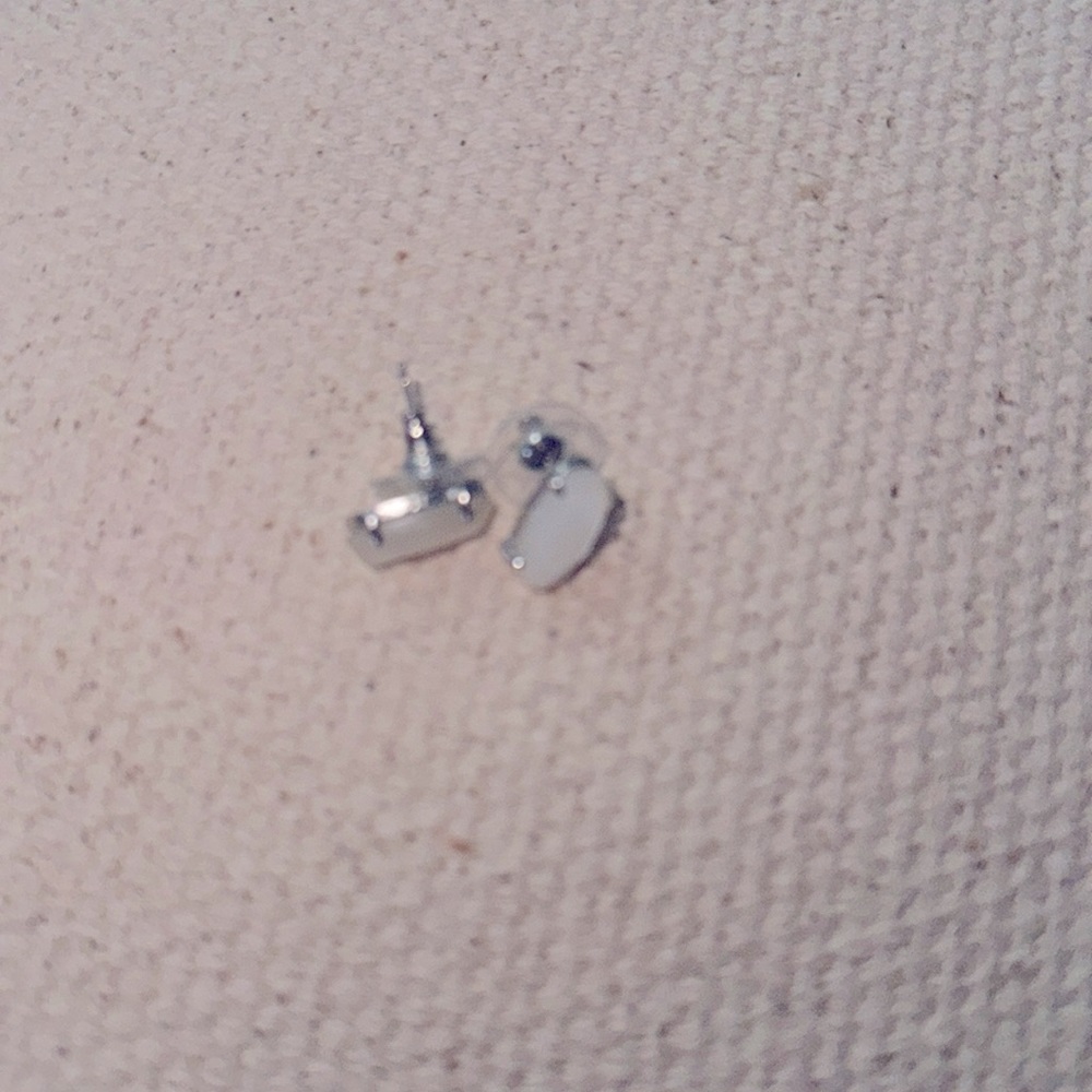 Kendra Scott silver and opaque white earrings